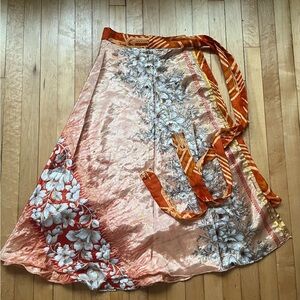 Floral Wrap Skirt with Orange Accents